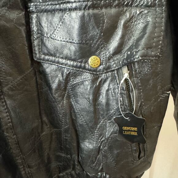 Leather Soul Biker Jacket, Size M, Moto, Biker, Pockets, Gold Zipper, Vintage - Picture 3 of 11